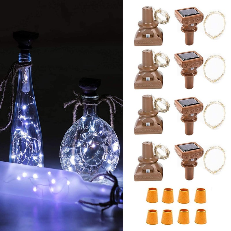 VOOKRY 8 Pack Solar Powered Wine Bottle Lights, 20 LED Waterproof Outdoor Solar Fairy String Cork Lights for Wedding,Christmas,Birthday,Halloween,Garden,Patio,Tabletop,Indoor Decor (Cool White) - Image 1